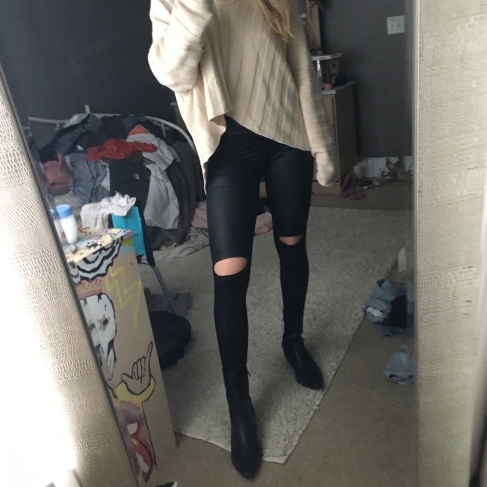 SOLD Leather Ripped Leggings
